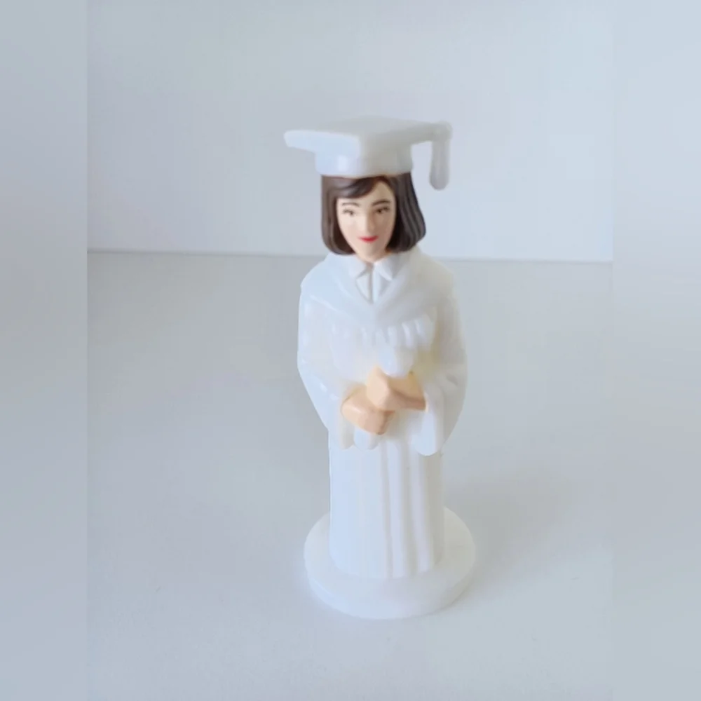 Graduation Girl Plastic Cake Topper In White Robe - Picture 7 of 7